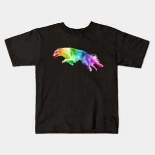 Running Rainbow Borzoi Dog Kids T-Shirt